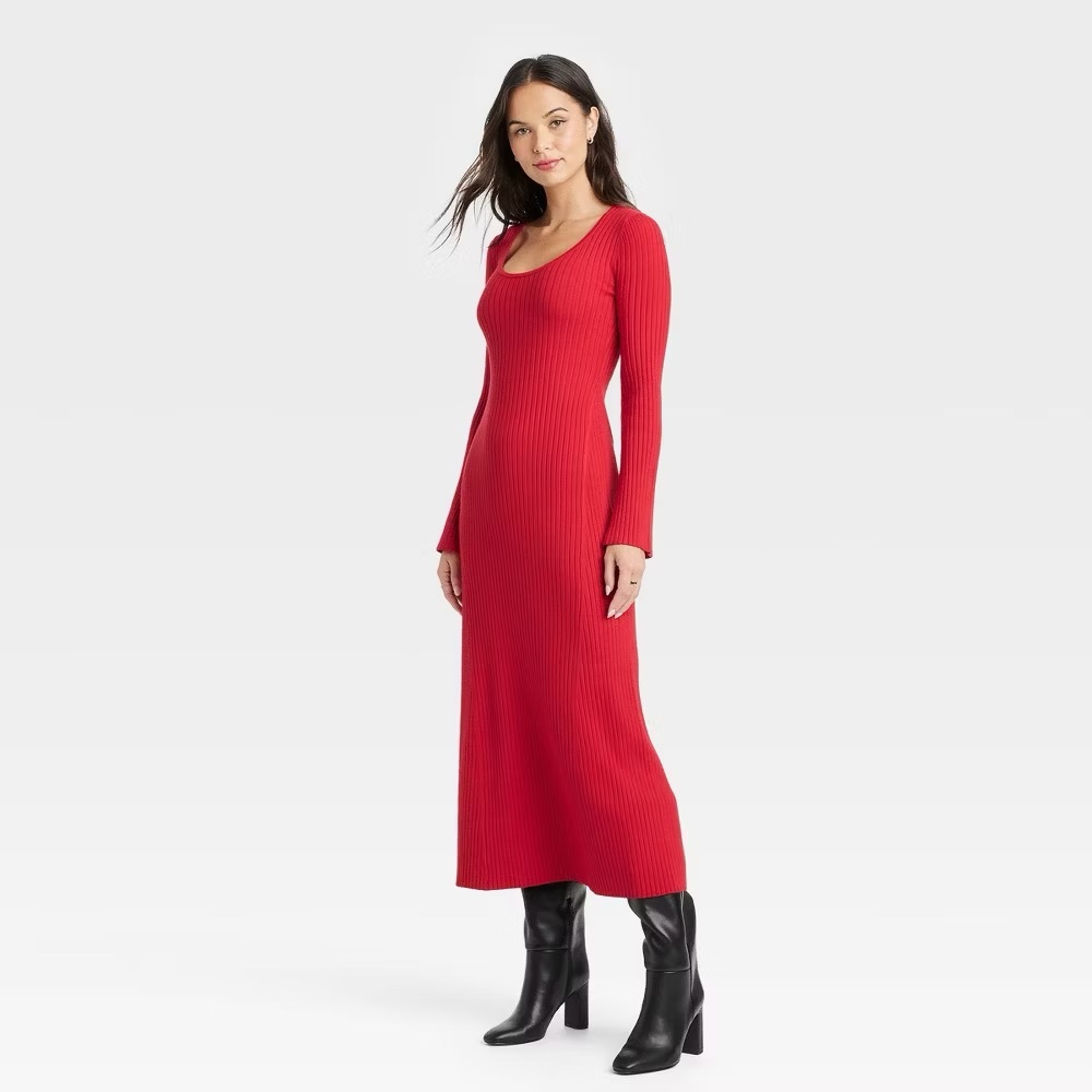 a new day Vibrant Red Long Sleeve Dress